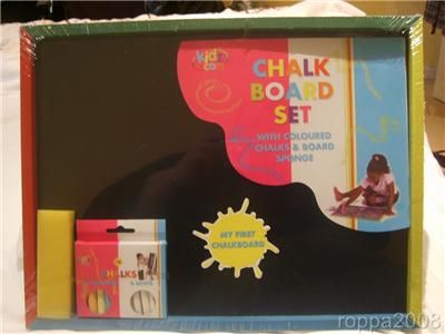 CHILDRENS FIRST CHALKBOARD WITH 6 CHALKS & SPONGE  