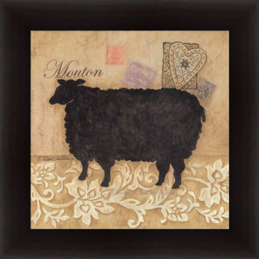 French Market Mouton Sheep Country Decor Print Framed  