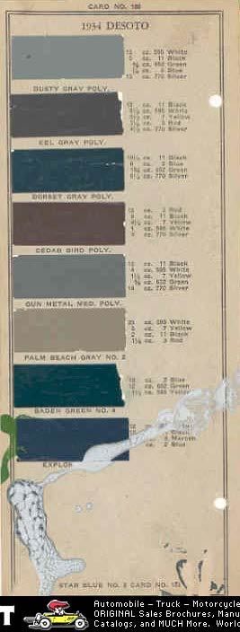 1934 Desoto Paint Chip Lot  