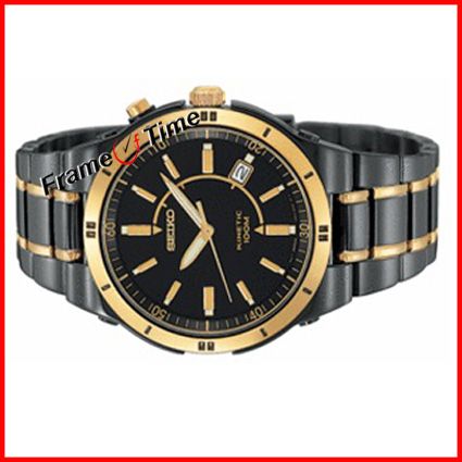 Seiko Kinetic Men Titanium Black Gold TiCN SKA366 Watch  
