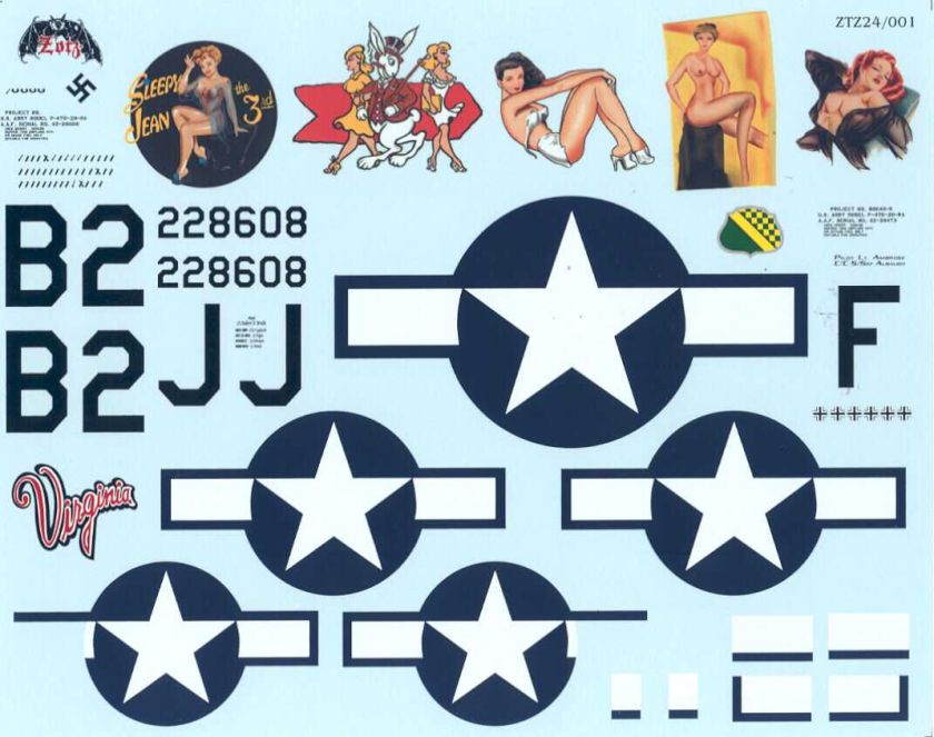 Zotz Decals 1/24 P 47 THUNDERBOLT SILVERSCREEN JUGS  