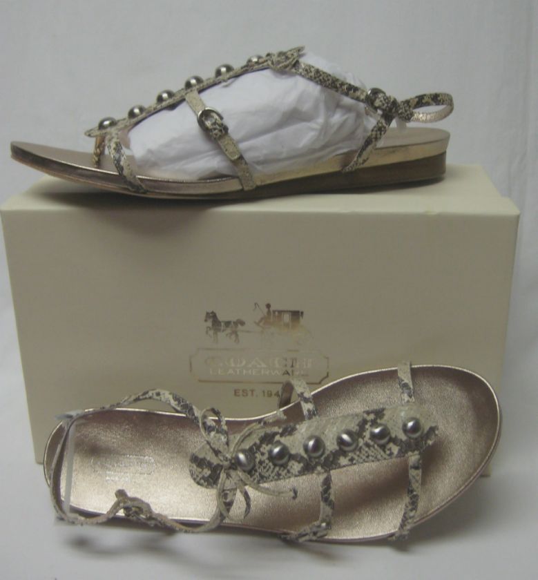 COACH SILVANA SNAKE PRINT THONG SANDALS SHOES SZ 10 NIB  