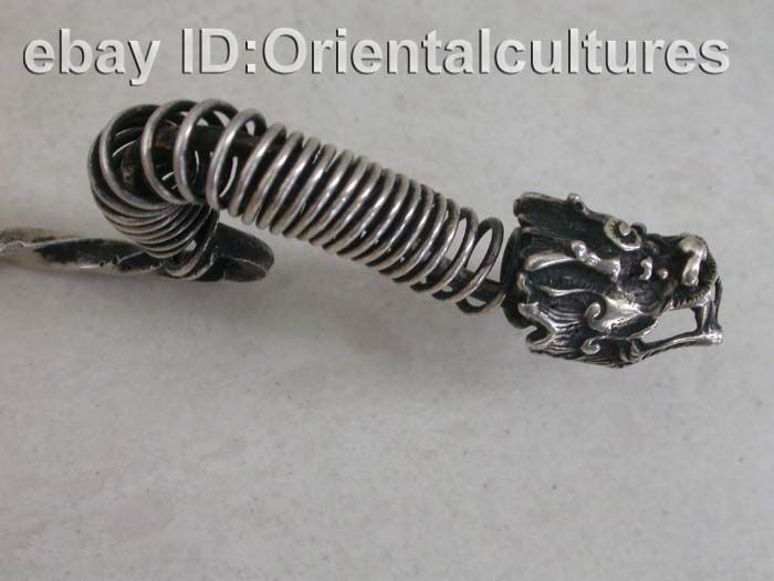 Vintage Exotic Chinese Handmade Miao Silver Hairpin  