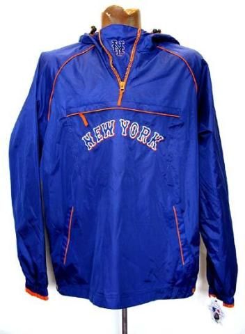 NY Mets G III Apparel Medium Pullover Jacket BLUE/ORG  