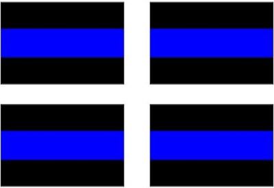 Thin Blue line Police decal, Reflective 4 Pack  