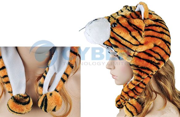 Cartoon Tiger Animals Cute Plush Fancy Dress Fluffy Costume Hat Cap