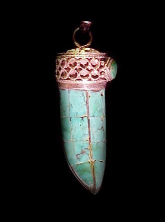 Beautiful Horn of Plenty   Cornucopia   Turquoise & Silver Pendant 