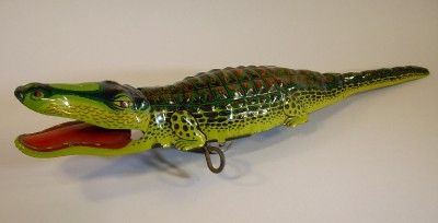 Tin Litho Jungle Pete Alligator Crocodile Automatic Toy  