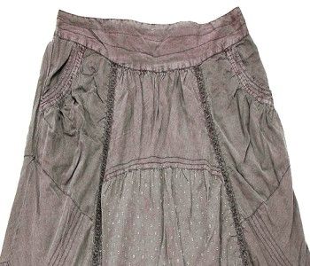 NEW $218 White Chocolate Vintage Lagenlook Wash Lace Cotton Skirt Plus 