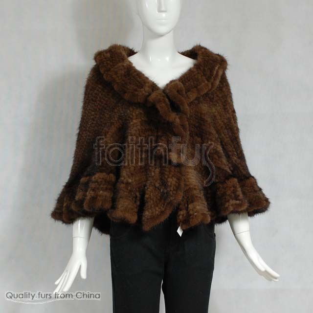 Denmark Mink Fur Knitted Cape/Poncho/Tippet/Wrap/Shawl  