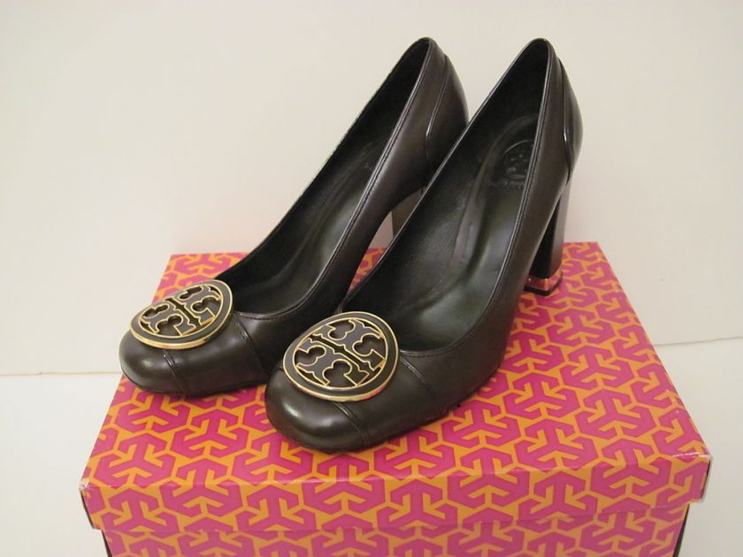 Tory Burch Dewie Black Coconut Brown Pump 8 8.5 9 9.5  