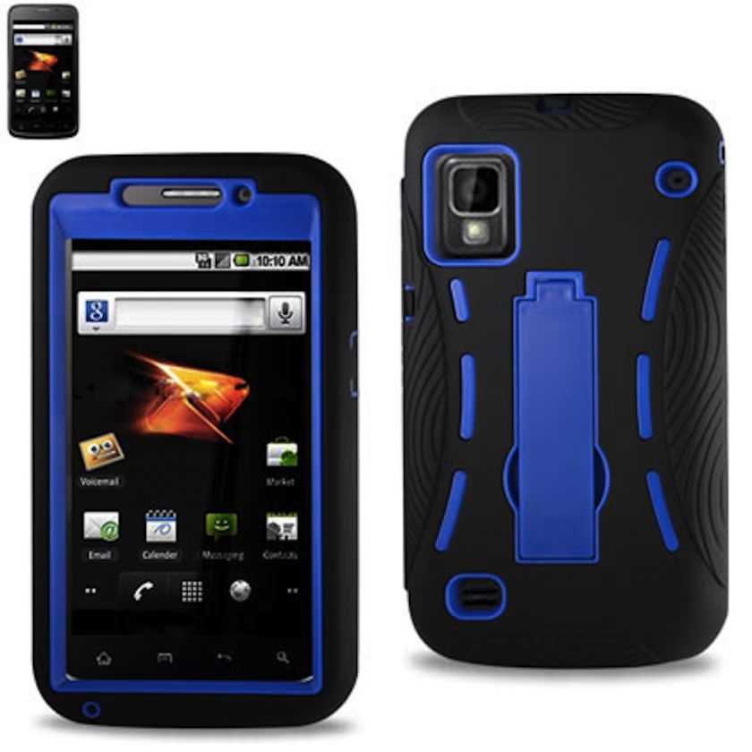 Boost Mobile ZTE WARP N860 Heavy Duty Hybrid Impact BLUE Stand Cover 