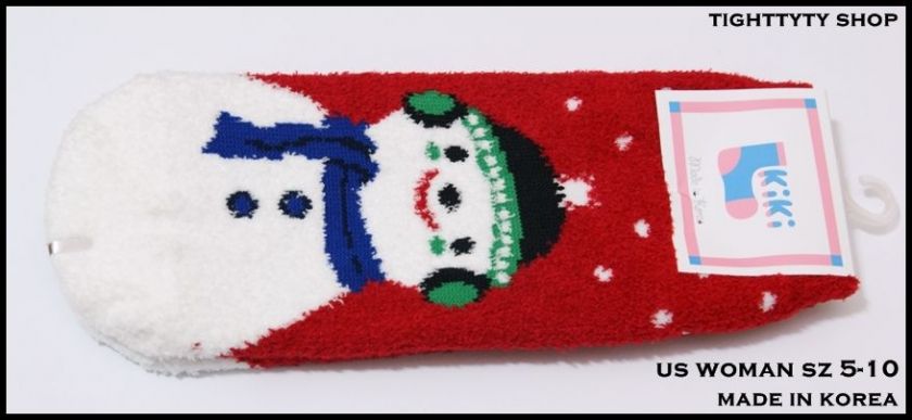 US SZ 5 10 Snowman Fuzzy Fluffy Slipper Socks Christmas gift Women 