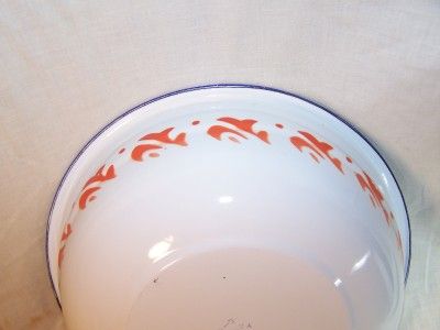 Enamelware Enamel Ware Hand Painted Wash Bowl Kitchenware Cookware 