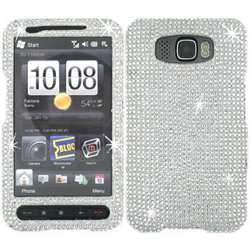 DIAMOND CRYSTAL BLING GEM COVER CASE for HTC HD2 SILVER  