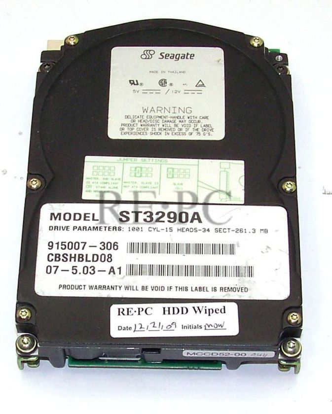 Vintage Seagate ST3290A 260 MB 3.5 IDE Hard Drive  