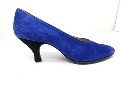 Maud Frizon Royal Blue Suede Pumps Vintage 37.5 7.5M  