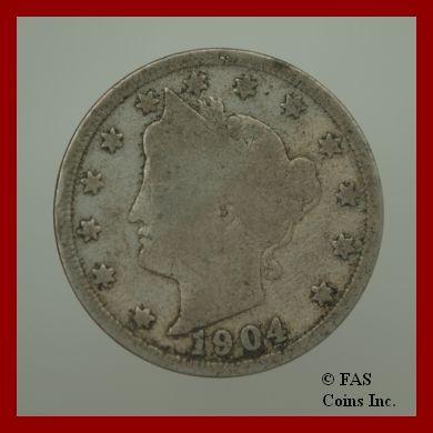 1904 (P) Good Liberty Head V Nickel US Coin  