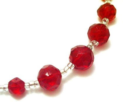 Vintage Hand Cut Czech Necklace Blood Red Clear Crystal  