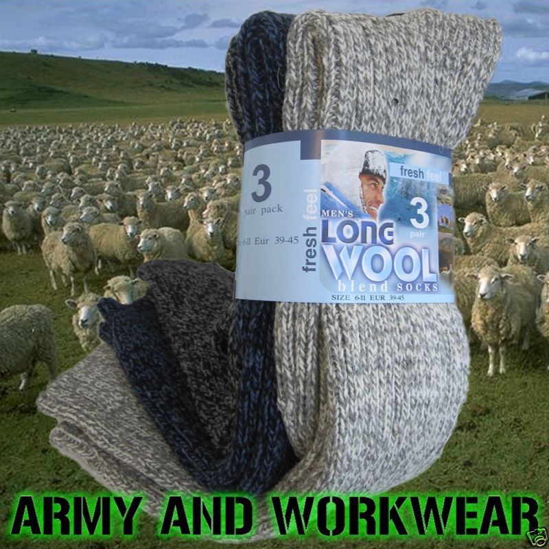 LONG CHUNKY WINTER WOOL HEAVY DUTY WORK BOOT SOCKS  