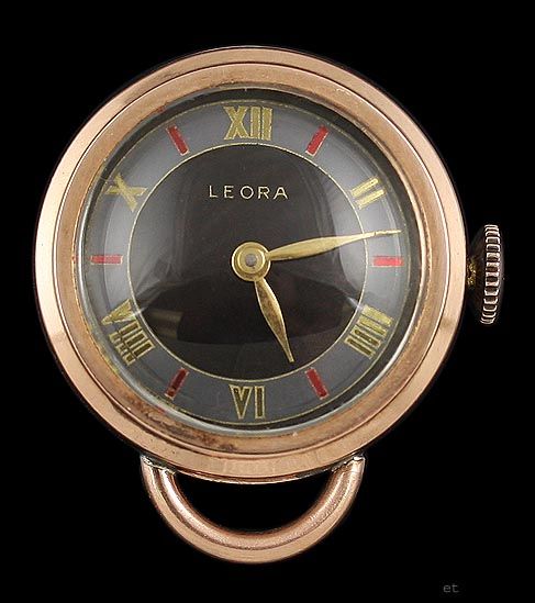 VINTAGE LEORA & HELBROS 10K ROSE GOLD LAPEL WATCH  