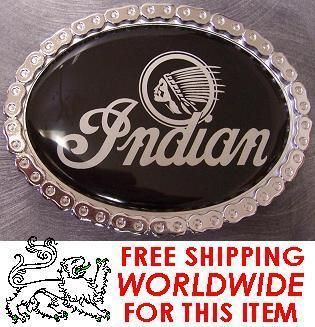 Pewter Belt Buckle Motorcycle Indian logo NEW  