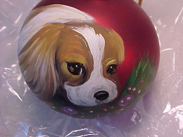 TERRIFIC CAVALIER KING CHARLES HANDPAINTED ORNAMENT  