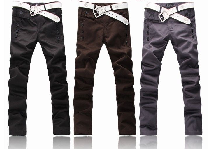 Mens Korean Style Slim Fit Pocket Design Casual Pants  