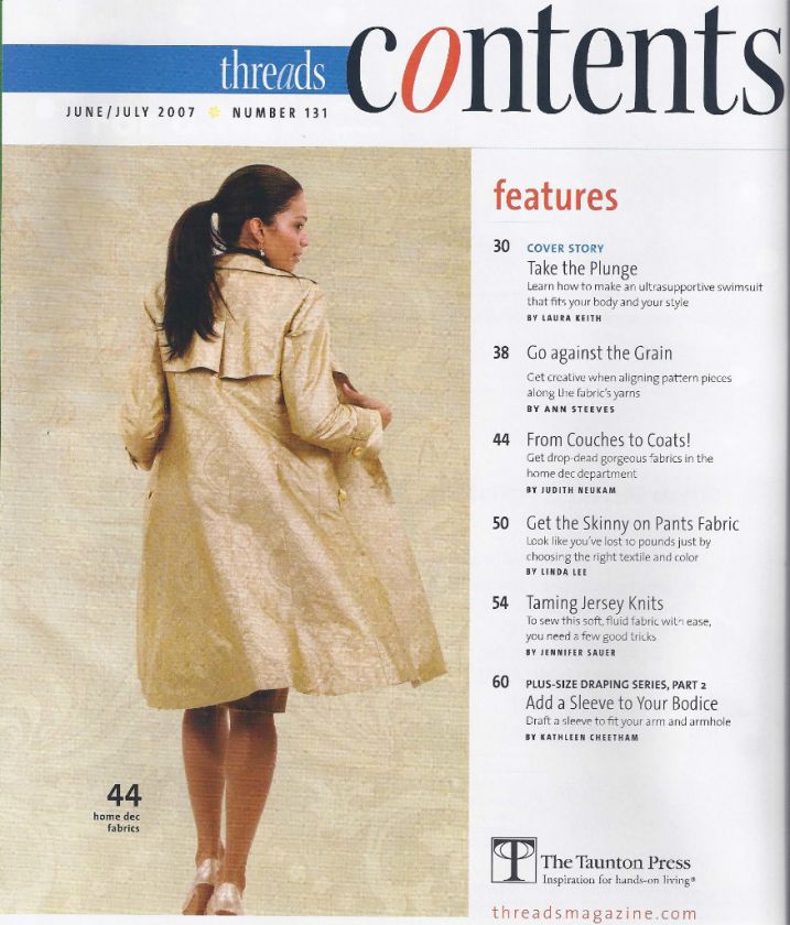 Threads Magazine July 2007 #131 Plus Size Draping Part 2 ~ Secrets of 