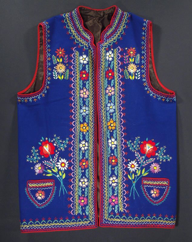 Eastern European Embroidered Vest Poland Slovak ethnic folk costume 