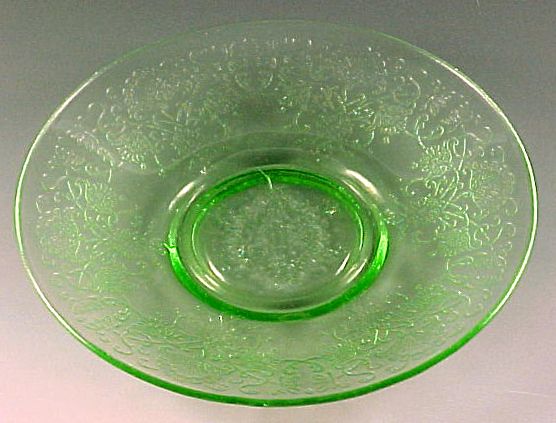   Glass Florentine #2 Poppy #2 Green Saucer Hazel Atlas Round VTG  