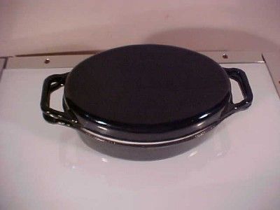 BLACK ENAMELWARE CAST IRON ROASTER DUTCH OVEN PAN NR  