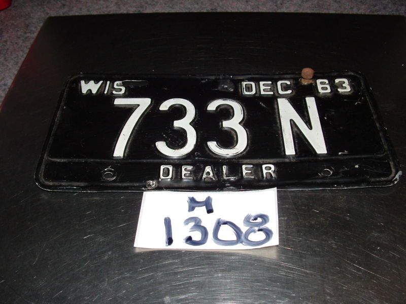 Vintage Wisconsin Dealer Dec.1963 License Plate 733N  