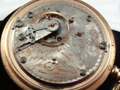 VINTAGE 18S HAMPDEN 21J JOHN HANCOCK POCKETWATCH RUNS  