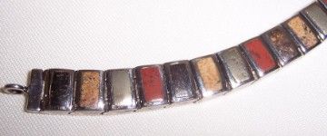   silver bronzite pyrite red jasper picture jasper bracelet packaged