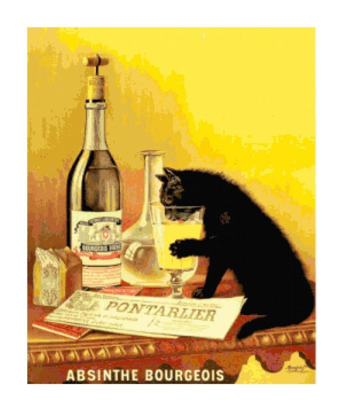 Absinthe Bourgeois Vintage Poster Cross Stitch Pattern  