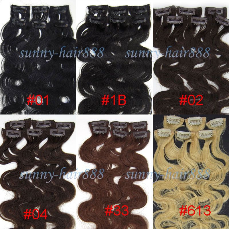 206pcs Clip In WAVY Human Hair Extensions 6Colors&36g  