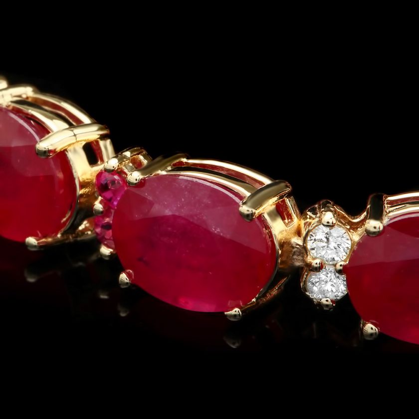   14K YELLOW GOLD 39.7CT RUBY 0.70CT DIAMOND BRACELET +  