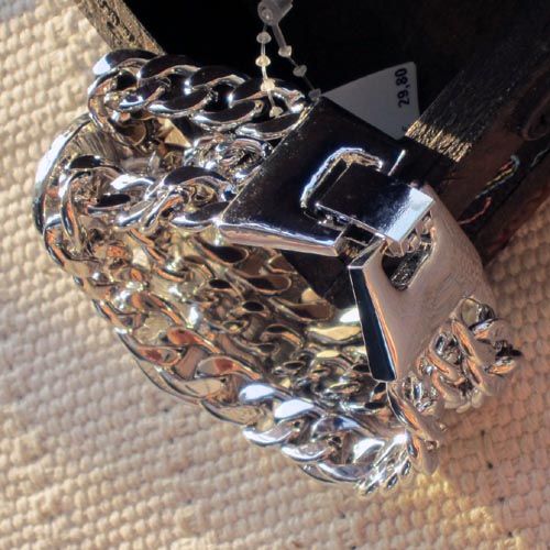 New 7.25 Gorgeous Fashion Polish Silver Tone Crystal Chain Bracelet 