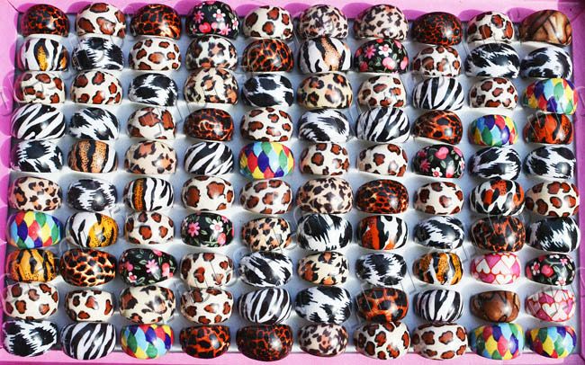 Wholesale lots 50ps mixed Decalcomania resin Rings FREE  