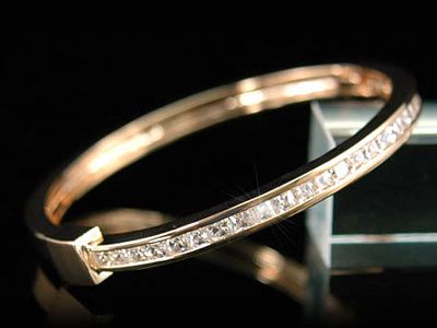 Carat CZ Stone Rose Gold Plated Bangle SB085  