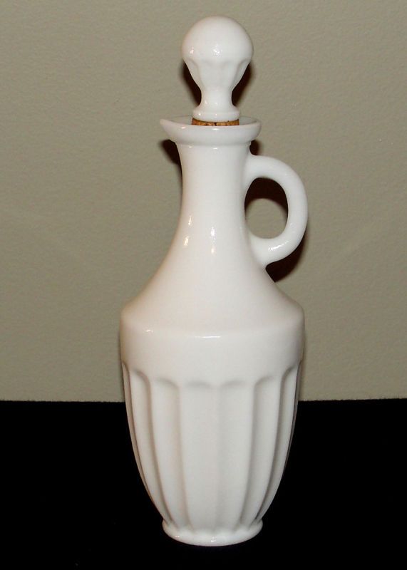 Vintage White Milk Glass Cruet with Stopper  