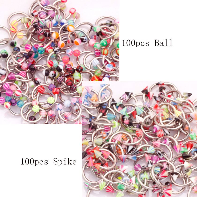 200pc 16g Horseshoe Circular Lip Eyebrow Bars Rings 157  