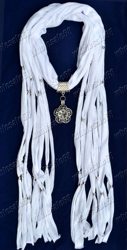 New Fashion white Scarves Jewelry Cotton Necklace Scarf pendant women 