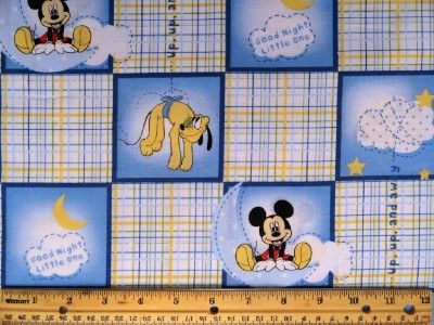 New Mickey Mouse Fabric BTY Pluto Disney Good Night Little One  