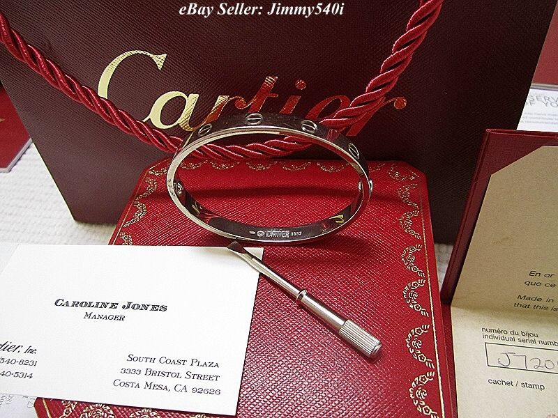 CARTIER ((( LOVE BANGLE BRACELET ))) 18K WHITE GOLD   AUTHENTIC 