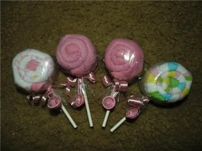 Washcloth Lollipop candy baby shower favor boy girl  