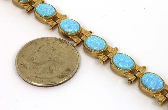 VINTAGE 14K GOLD & FIERY OPALS LADIES TRENDY BRACELET  