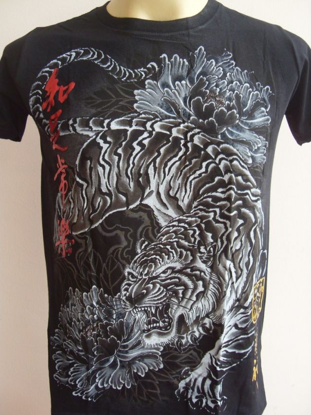 Emperor Eternity Peony Tiger Tattoo T shirt black M L XL  