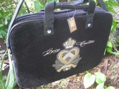 JUICY COUTURE BLACK VELOUR LAPTOP COMPUTER BAG YSRU0508 NWT $128 